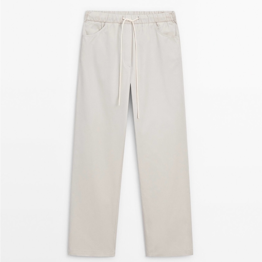 Massimo Dutti Cotton Poplin Pull-on Ankle Pant